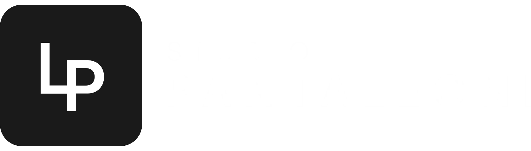 quadrato nero con angolo arrotondati e lettere "L" e "P" al centro, sulla destra la dicitura "Studio Pantaleoni"